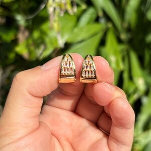 18K Gold Plated Stainless Steel Diamond Hoop Earrings